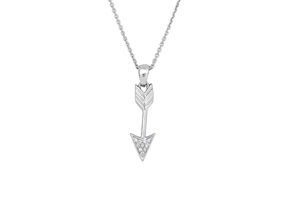 Sterling Silver Cubic Zirconia Dangling Arrow Necklace, 18 Inches by SuperJeweler thumbnail