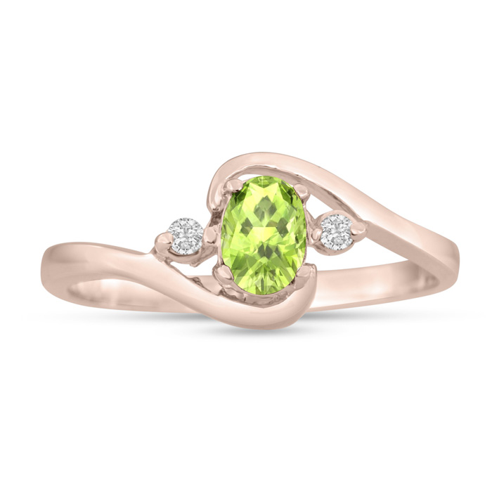 1/2 Carat Peridot & Diamond Ring in 14K Rose Gold (1.6 G), G/H by SuperJeweler