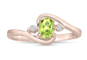 1/2 Carat Peridot & Diamond Ring in 14K Rose Gold (1.6 G), G/H by SuperJeweler thumbnail