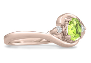 1/2 Carat Peridot & Diamond Ring in 14K Rose Gold (1.6 G), G/H by SuperJeweler thumbnail
