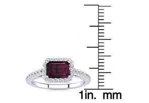 1.5 Carat Garnet & Halo Diamond Ring in 14K White Gold (2.8 G), H/I by SuperJeweler thumbnail