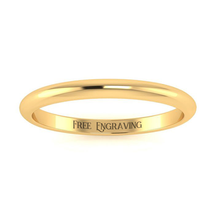 10K Yellow Gold (1.8 G) 2MM Heavy Comfort Fit Ladies & Men's Wedding Band, Size 4, Free Engraving by SuperJeweler