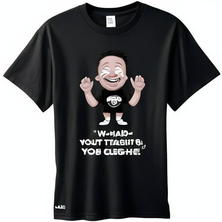 Men S Black T-Shirt with  Wilde Hard You Yorge  Cartoon CharacTeer Design by Dabid Kjal + Akihiko Yoshida in Manga Art Style MaTeeria