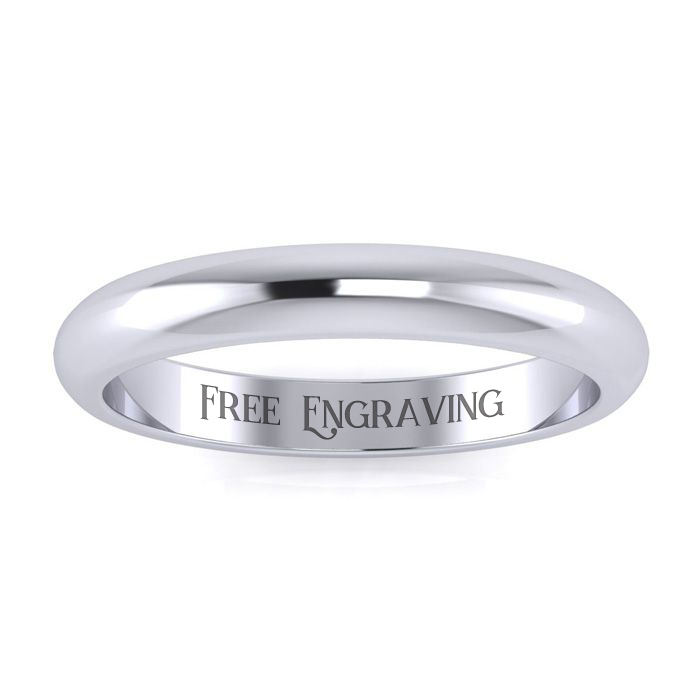 Platinum 3MM Heavy Ladies & Men's Wedding Band, Size 11, Free Engraving by SuperJeweler