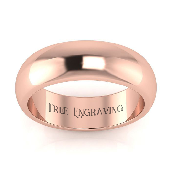 10K Rose Gold (5.6 G) 6MM Heavy Ladies & Men's Wedding Band, Size 10, Free Engraving by SuperJeweler