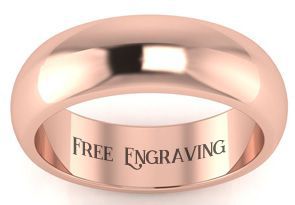 10K Rose Gold (5.6 G) 6MM Heavy Ladies & Men's Wedding Band, Size 10, Free Engraving by SuperJeweler thumbnail