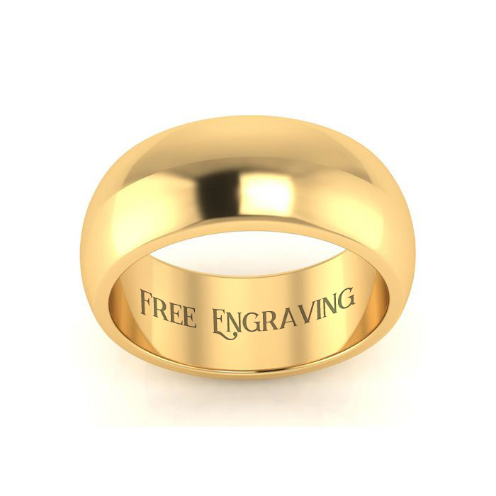 10K Yellow Gold (9.3 G) 8MM Comfort Fit Ladies & Men's Wedding Band, Size 13, Free Engraving by SuperJeweler