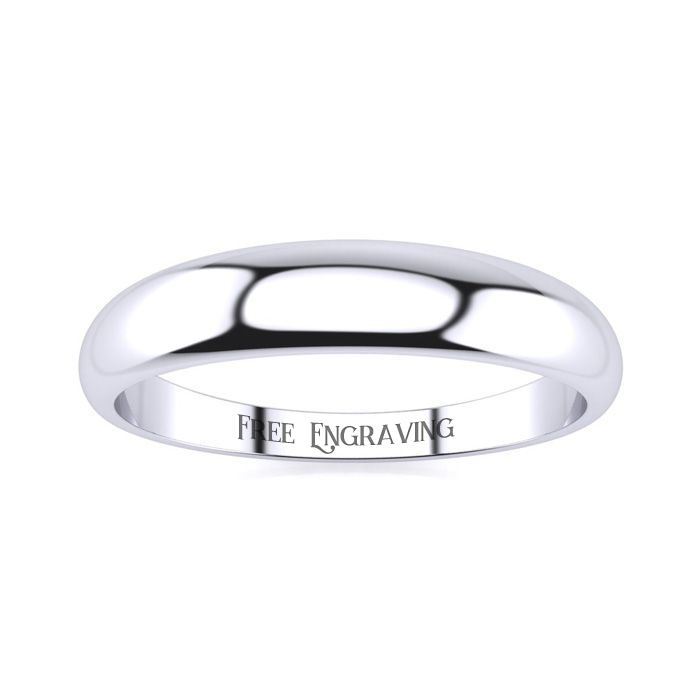 18K White Gold (3.3 G) 4MM Heavy Tapered Ladies & Men's Wedding Band, Size 8, Free Engraving by SuperJeweler