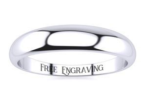 18K White Gold (3.3 G) 4MM Heavy Tapered Ladies & Men's Wedding Band, Size 8, Free Engraving by SuperJeweler thumbnail