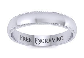 18K White Gold (4.6 G) 4MM Heavy Milgrain Ladies & Men's Wedding Band, Size 9, Free Engraving by SuperJeweler thumbnail