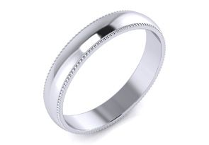 18K White Gold (4.6 G) 4MM Heavy Milgrain Ladies & Men's Wedding Band, Size 9, Free Engraving by SuperJeweler thumbnail
