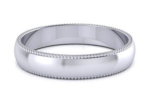 18K White Gold (4.6 G) 4MM Heavy Milgrain Ladies & Men's Wedding Band, Size 9, Free Engraving by SuperJeweler thumbnail