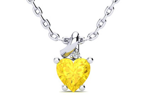 1/2 Carat Citrine & Diamond Heart Necklace in 10k White Gold (2 G), I/J, 18 Inch Chain by SuperJeweler thumbnail