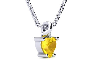 1/2 Carat Citrine & Diamond Heart Necklace in 10k White Gold (2 G), I/J, 18 Inch Chain by SuperJeweler thumbnail