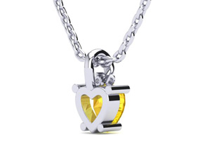 1/2 Carat Citrine & Diamond Heart Necklace in 10k White Gold (2 G), I/J, 18 Inch Chain by SuperJeweler thumbnail