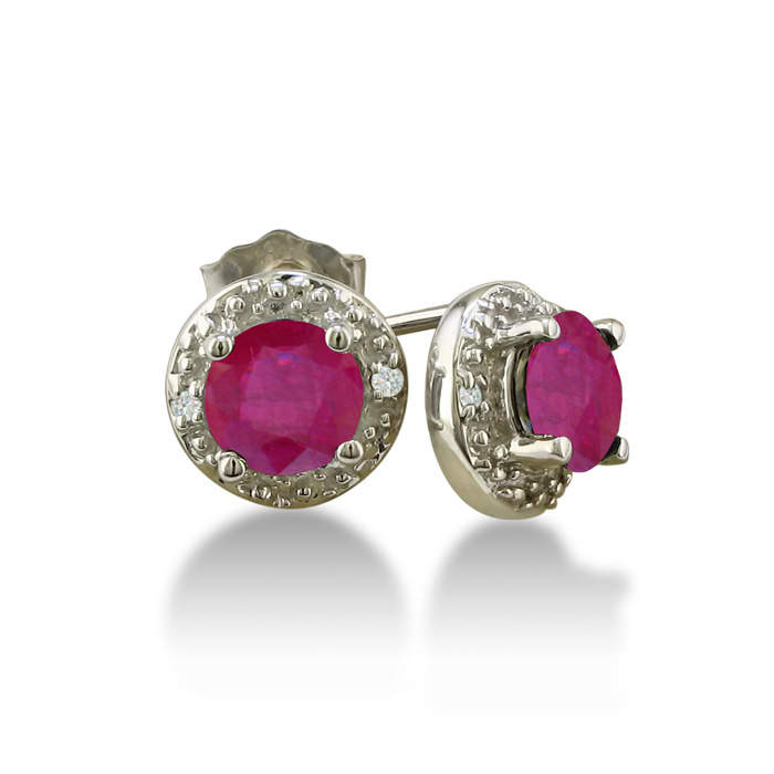 1 Carat Ruby Diamond Earrings, White Gold (1.5 G),  by SuperJeweler