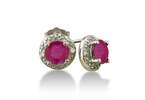 1 Carat Ruby Diamond Earrings, White Gold (1.5 G),  by SuperJeweler thumbnail