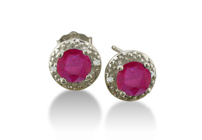 1 Carat Ruby Diamond Earrings, White Gold (1.5 G),  by SuperJeweler thumbnail