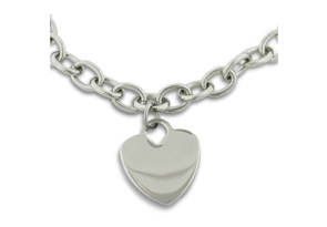Ladies' Dangling Triple Heart Charm Bracelet in Stainless Steel thumbnail