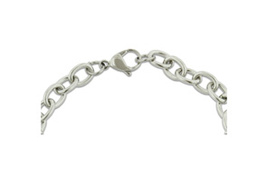 Ladies' Dangling Triple Heart Charm Bracelet in Stainless Steel thumbnail