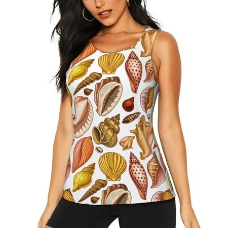 Womens Tank Tops  Conch Shells Print No.9021 Athletic Workout Tank Tops for Woman  Sleeveless Dry-Fit Running Yoga Shirts