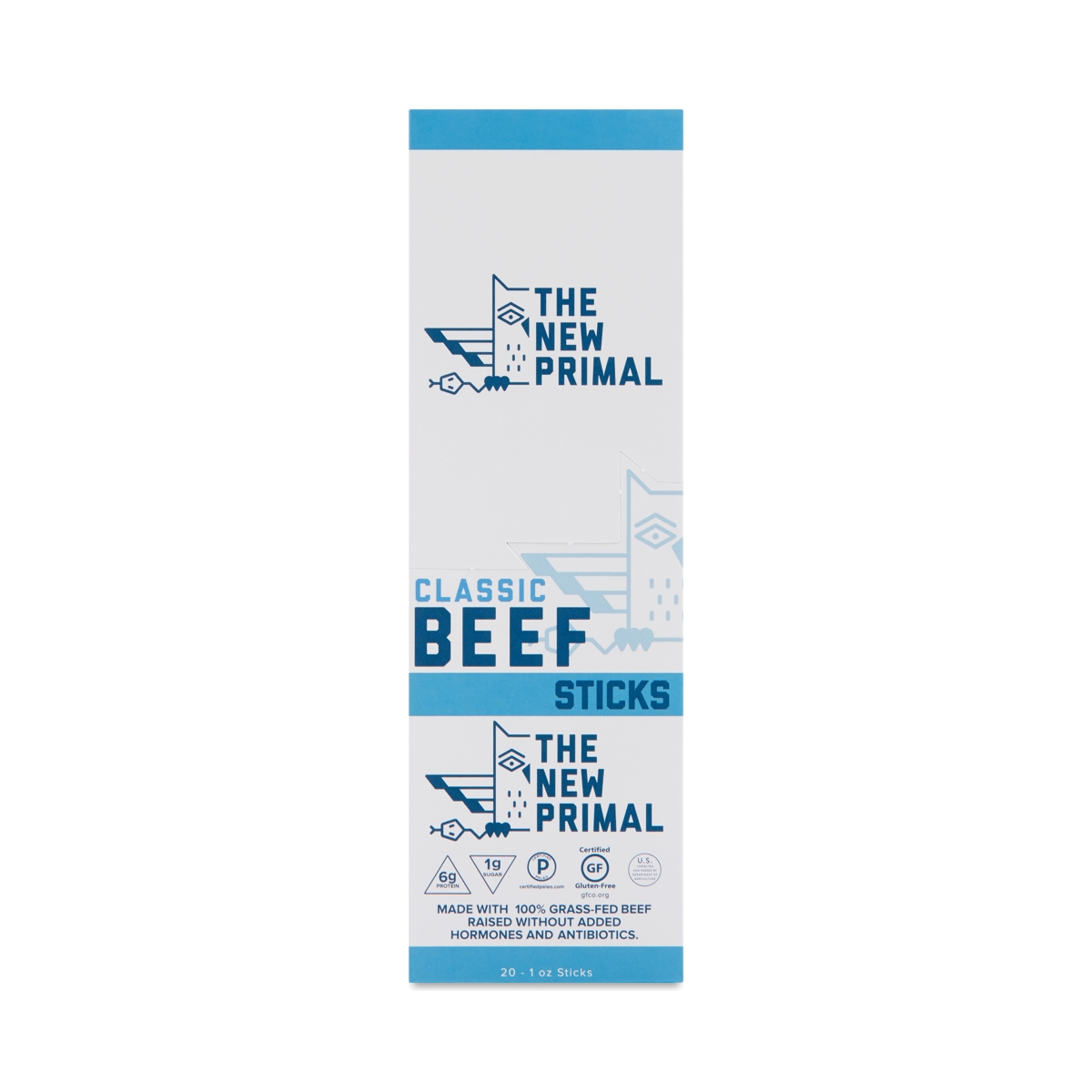The New Primal Grass-Fed Beef Sticks, Classic, Value Pack 20 Sticks (1 Oz Each)