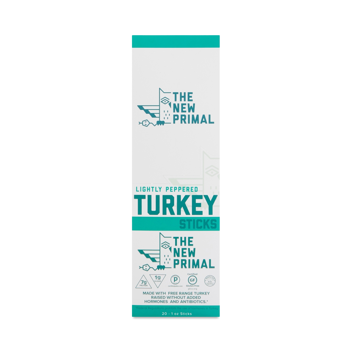 The New Primal Turkey Sticks, Lightly Peppered 20 Sticks (1 Oz Each)