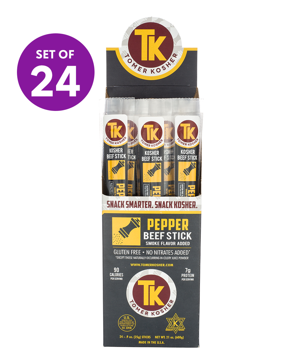 Tomer Kosher Beef Sticks Pepper -- 24 Sticks
