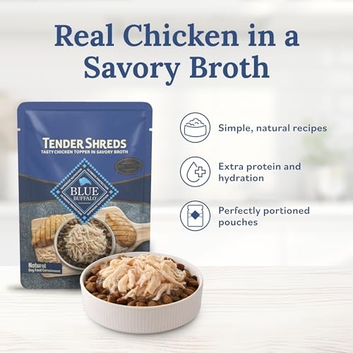 Blue Buffalo Tender Shreds Chicken Toppers  Dog Food  Chicken  2.5oz. Pouch thumbnail