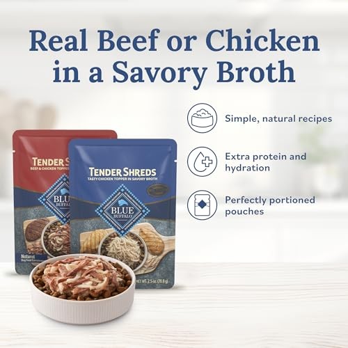 Blue Buffalo Tender Shreds Toppers  Natural Dog Food  2.5-oz. Pouch  12-Count Variety Pack thumbnail