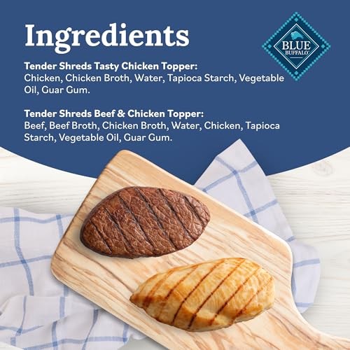 Blue Buffalo Tender Shreds Toppers  Natural Dog Food  2.5-oz. Pouch  12-Count Variety Pack thumbnail