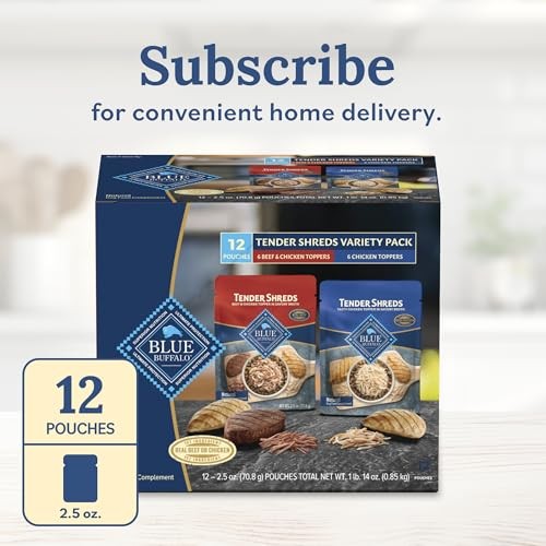 Blue Buffalo Tender Shreds Toppers  Natural Dog Food  2.5-oz. Pouch  12-Count Variety Pack thumbnail