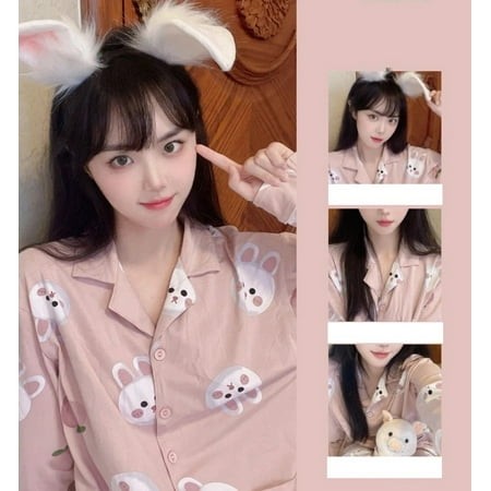 Cartoon Print Korean Kawaii Women Pajama Sets 2024 Spring Autumn New Fashion Sleepwear Classic Casual Plaid Lady Lounge Y2k (3439-picture Color XL)