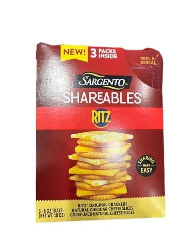 Sargento Shareables Ritz, Variety Pack, Natural Cheddar Cheese Slices, & Colby-Jack Natural Cheese Slices 6 Oz, 3 Pack
