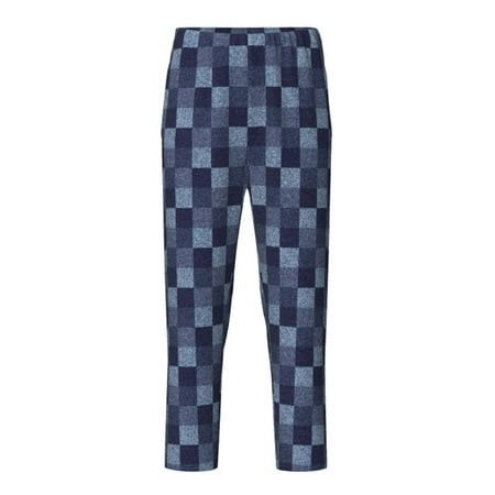 Lukts Blue Gingham Buffalo Check for Teenagers  Home Pants  Elastic Waistband Pocket Pajamas  Suitable for Boys and Girls Aged 5-16-XS(5-6)