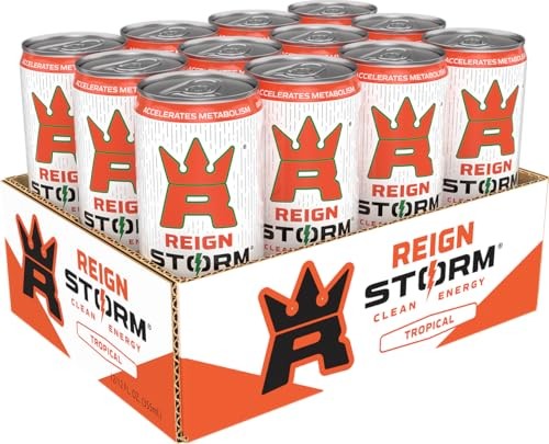 REIGN Storm, Tropical, Fitness & Wellness Energy Drink, 12 Fl Oz (Pack of 12) thumbnail