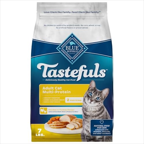 Blue Buffalo Tastefuls Multi-Protein Chicken & Turkey Recipe Adult Cat Dry Food, 7 Lbs