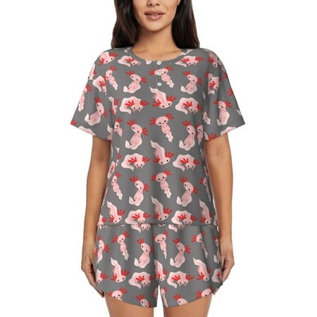 Women S Pajama Sets - Cute Lizard No.20140 Summer Pajamas for Women Set Short Sleeve Sleepwear PJ Sets