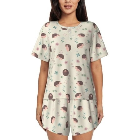 Women S Pajama Sets - Cute Hedgehog No.20140 Summer Pajamas for Women Set Short Sleeve Sleepwear PJ Sets