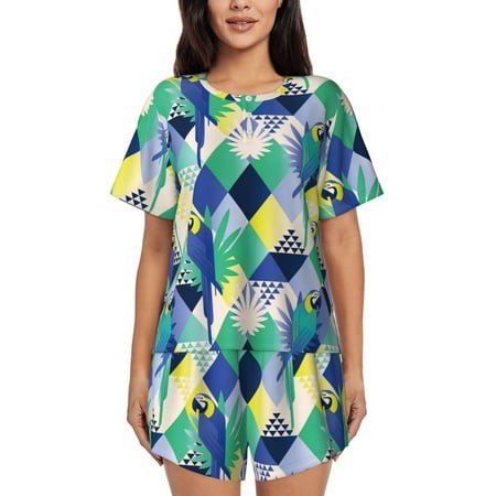 Women S Pajama Sets - Cute Parrot No.20198 Summer Pajamas for Women Set Short Sleeve Sleepwear PJ Sets