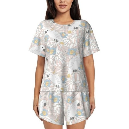 Women S Pajama Sets - Cute Parrot No.20140 Summer Pajamas for Women Set Short Sleeve Sleepwear PJ Sets