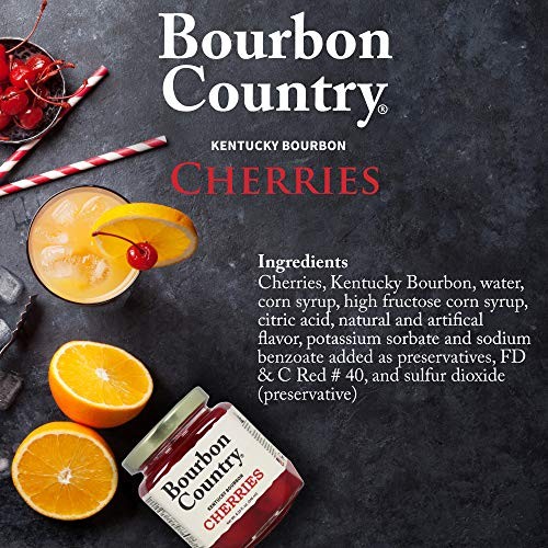 Bourbon Country Cherries | Premium Cherries for Cocktails and Desserts| Colossal Maraschino Cherries | Stemmed Cherries for Old Fashioned, Ice Cream,  thumbnail