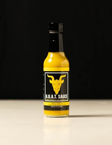 The GOAT Hot Sauce, 5 Fl Oz, Mild Heat with a Hint of Sweetness, Made from Fresh Ingredients: Habanero Peppers, Onions, Carrots, Jalapenos and Garlic.