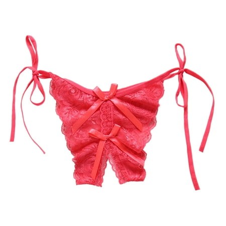 (2-Pack) Puawkoer Women Lace Underwear Thongs Bikini Underwear Women Bikini Panties Barely There Bras for Women 4742 Thong Stretch Ladie Brief Underwe