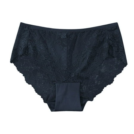 Blue Large Women S Lace Hollow Panties Women Pack Underwear Back Waist Lace Barely There Bras for Women 4742 Mid High Waist Hollow Breathable Widened 