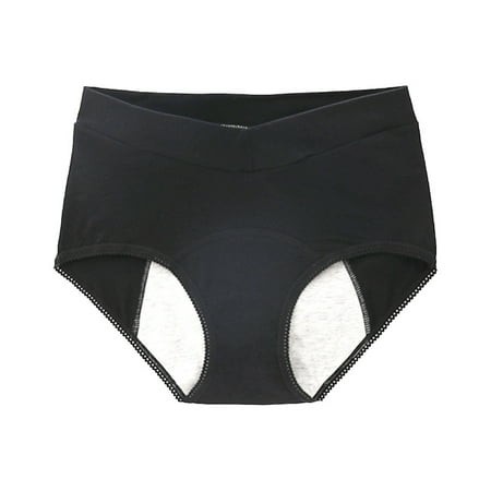 Black Large High Waisted Leak Proof Women Plus Size Underwear Panties Underwear for Women Barely There Bras for Women 4742 Leak Proof Cotton Overnight