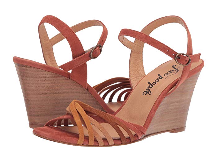 Free People Golden Hour Wedge Sandal Rust 41 at Hautelook - Womens Heeled Sandals - Summer Shoes