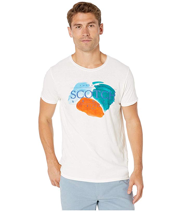SCOTCH & SODA Mens White Logo Graphic Short Sleeve T-Shirt L