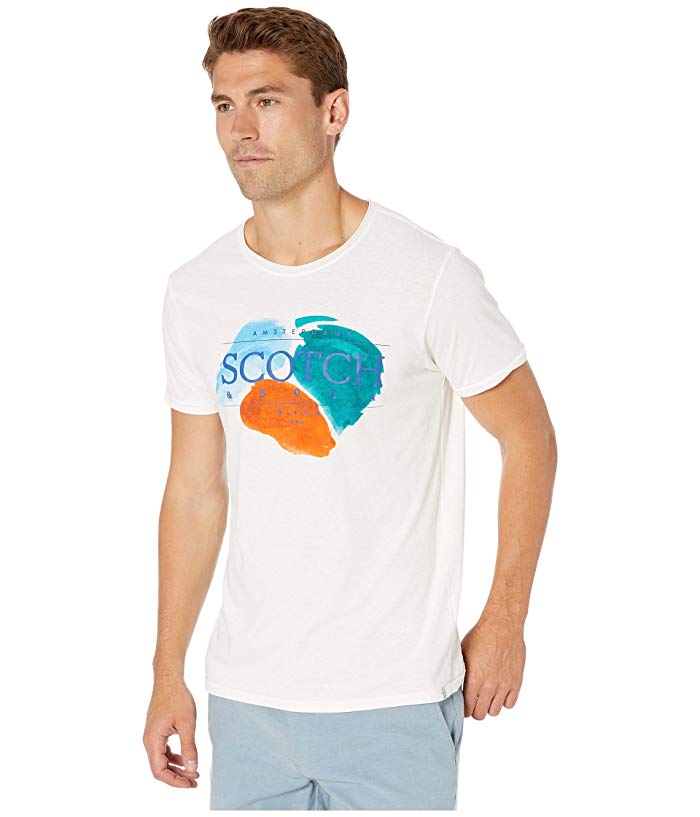 SCOTCH & SODA Mens White Logo Graphic Short Sleeve T-Shirt L thumbnail