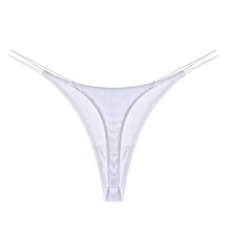 (2-Pack) Puawkoer Womens Solid Underwear V Barely There Bras for Women 4742 String Thong Panty Lingerie Athletic Underwear Women Thong V Cut Panties f